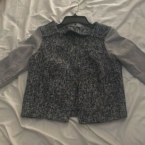 Lightweight tweed knit jacket asymmetrical coat jacket cardigan sweater mixed